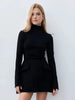 Sexy Slim Mini Dress For Women Two Pocket Spring Autumn Long Sleeve A-line Solid Club Party Dress Elegant Female
