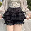 Autumn Winter Warm Lolita Safety Short Pants Women Sweet Chic Plush Bloomers Japanese Y2k Lace Bow Knickers Harajuku Cute Shorts