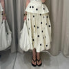 Polka Dot Puff Sleeve Dress Women's V-neck Waist Cinching Pleated Mini Dresses Spring Lady Elegant Casual Wear