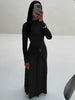Elegant Long Sleeve Ruched Sexy Maxi Dress Women Gown Autumn Draped Bodycon Long Dresses Female Clothing