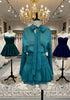 Autumn Women's Skirt Two Piece Set Bow High Waisted Chiffon Drawstring Dress Suit Ladies Sexy See Through Dress