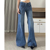 Girls Korean Low Waist Slim Fit Jeans Lady Casual Daily Bell Bottom Pants Women Classic Denim Trousers