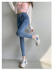 Women's High Waist Stretch Jeans Blue Black Gray and Versatile Multi-button Slim Denim Long Pants Female