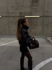 Solid Leather Moto Jacket For Women Winter Turtleneck Retro Coats Asymmetry Elegant Vintage PU Jackets