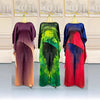 Niche Chic Printting Pleated Women's Two Pieces Set Irregular Pullover Top And Elastic Waist Wide Leg Pants 2DB3867