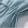 Drawstring Waist Button Women Cargo Jacket Long Sleeve Pockets Spring Casual Female Coat Street Commute Lady Outwear Tops