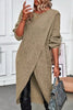 Womens Long Knitted Sweater Dress Autumn Winter Warm Fur Jumpers Casual Solid Loose Knit Midi Dress Lady Work Pullovers