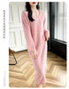 100% Merino Wool Women Long Dress Sweater V-Neck Pullover Long Dress Versatile Cashmere Knitwear Bottoming Clothing