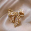 Rhinestone Flowers Imitation Pearl Brooches Women Sparkling Zircon Bowknot Brooch Pin Scarf Coat Suit Accessories Jewelry