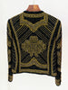 High Street F/W Designer Jacket Women's Metal Rivet Beaded Tweed Jacket