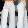 Women's Hollowed Out Waist Belt High Waisted Large Size Pants Casual Straight Tube Loose Wide Leg Pants