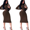Winter Black Turtleneck Sexy Women Dress Autumn Long Sleeve Skinny Midi Boydcon Casual Blue Plush Knee-Length Party