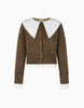 Japanese Style Sweet Black Short Knit Cardigan Women Slim Fit Fake Two-Piece Turn-Down Collar Knit Jacket Lady Sweater