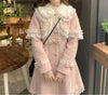 Japanese Lolita Ladies Coat Sweet and Fresh Kawaii Gentle Bow Lace Tweed Coat Autumn and Winter Daily Versatile Outerwear Jacket
