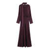 Women Satin V neck Dress Long Dresses With Scarf Chic Elegant Dresses Women Long Sleeve Casual Dress