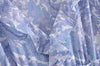 Blue Floral Print Chiffon Mini Dress Women Wood Ears Ruffles V Neck Open Buttons Slim Ruched Waist Long Sleeve Holiday Robe