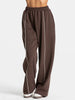Contrastline Wide Leg Joggers Women Cotton Running Trousers Mid Waist Casual Loose Sports Yoga Pants With Back Pocket