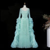 Plus Size Long Sleeve Evening Dress Arabic Women's Beaded Tiered Ruffles Elegant Party Gowns SS410 Customized
