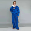 Solid Hooded Cropped Puffer Jacket Women Stand Collar Snap Button Loose Long Sleeve Jackets Winter Casual Warm Padded Coat