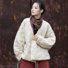 Winter Chinese Style Parkas For Women Bandage Plus Cotton Coats Long Sleeve Loose Pockets Vintage Cotton Parkas