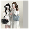Original Japanese Lace Off-Shoulder Long Sleeve Dress Sweet Girl Kawaii Bowknot Women's Elegant Lolita Short Dresses
