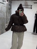 Glossy Stand‑Collar Drawstring Waist Back Zip‑Up Puffer Coat Winter Women Warm Padded Jacket Lady Cotton‑Padded Coat