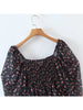 Autumn Women Vintage Floral Print Chiffon Dress Sexy Semi-Sheer Long Sleeve Layered Ruffle Ladies Short Dress