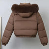 Winter Short Parkas Women's Cotton-padded Clothes Fleece Lining Thicken Warm Outerwear Fur Collar Removable Hooded Quilted Coat