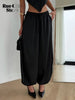 Solid Drapey Satin Loose Harem Pants Women Casual Elastic Waist Drawstring Design Long Pant Lady Commute Versatile Wear