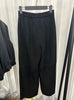 Retro Leather Ankle-Length Pants Women Elastic Waist Suede Sheepskin Wide Leg Length Straight Cylinder Trousers Black brown