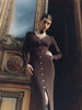 Elegant Evening Dress Women V Neck Long Sleeve Patchwork Button Slit Sweater Dresses Autumn Winter Knit Maxi Dress