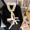 Ladies Spring Autumn Loose Small Fragrant Bow Knit Sweater Cardigan High-Quality Jacket Women's Single-Breasted Coat Female