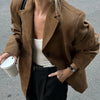 Women's Jacket Old money Jackets Brown Leather Suede Jacket Coat Vintage Demi-season Jacket Autumn Winter Outerwears