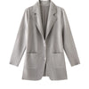 Simple Women's Two Piece Set Dragon Scale Long Sleeve Notched Pleated Blazer And Elastic Waist Straight Pants 2DB4432