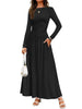 Autumn Women Long Sleeve Maxi Dress Comfortable Fit Ruched Detail Multi Color for Casual Everyday Wear