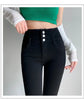 Women's High Waist Stretch Jeans Blue Black Gray and Versatile Multi-button Slim Denim Long Pants Female
