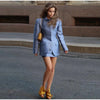 Women's Short Set Lapel Collar Fitted Cinched Waist Blazer Jacket Mini Solid Straight Skirt Elegant Suit Party Office Set Ladies