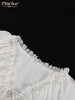 Sexy Loose White Women's Dress V-Neck Long Sleeve Ankle Length Dresses Elegant Classic Pleated Female Dress