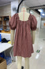 Women Gingham Plaid Mini Dress y2k Babydoll Short Dress Puff Sleeve Square Neck Cute Silky Bow Tied Loose Dresses