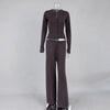 Women's Clothing Cardigan Slim Long Sleeve Low Waist Long Pants Sweater Solid Color Two Piece Outfits Woman Simple Style Casual