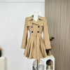 Autumn Winter Women's Windbreaker Dress Mini Skirt Long Sleeve Empire Waistline Outerwear Female Long Coat N967