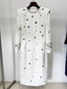 High Street Designer Party Vestido Women's Formal Long Sleeve Beaded Midi Dress