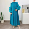 Pleated Dress Round Neck Spliced Fungus Full Sleeve Dresses For Women 2026New Spring Clothing
