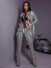 Black and white striped women's suit Jacket Niche Spring holiday party suit jacket Women's casual loose coat
