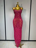 Rhinestones Sexy Mesh See Through Bodycon Dress Women Birthday Evening Cocktail party Gown Red Carpet Club Stage Outfit