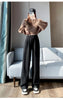 Brown Woolen Suit Pants for Women in Autumn and Winter Narrow Version Straight Wide-leg Pants with Drape