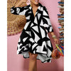 Women Sexy Printed Shirt Dresses Chic V Neck Loose Long Sleeve Dress Causal Vacation Female Mini Vestidos Robe Clothing
