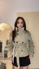 Women's Solid Color Trench Coat Stand Collar Double Breasted Waist Tie Elegant Commuter Casual Loose Comfortable Warm Outfit