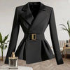 Women's Blazer Jacket Spring Autumn Slim Black Office Ladies Outerwear Solid Color Casual Female Suit Coat