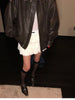 Spring Autumn Cool Handsome Retro Oversized Distressed Brown Soft Faux Leather Jackets for Women Zipper Runway